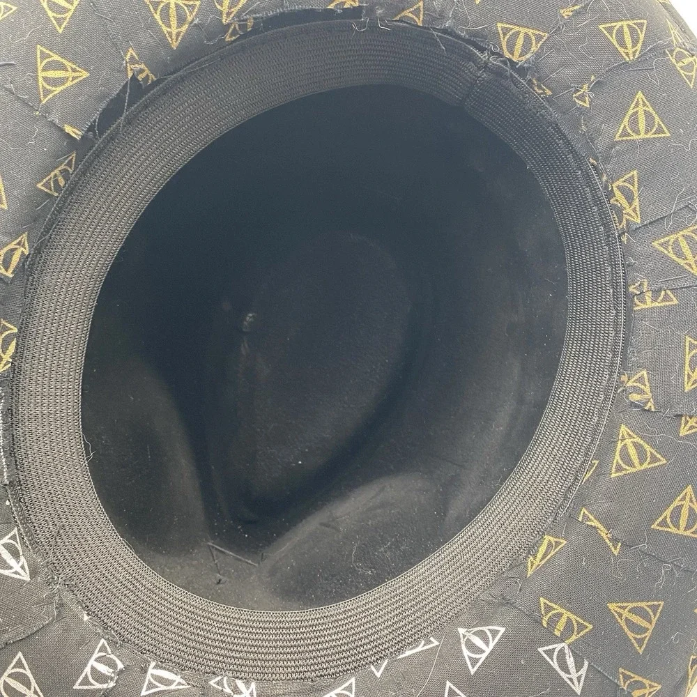 Steampunk Harry Porter Deathly Hallows Hat Black Fedora Size‎ 7 1/8 Feather